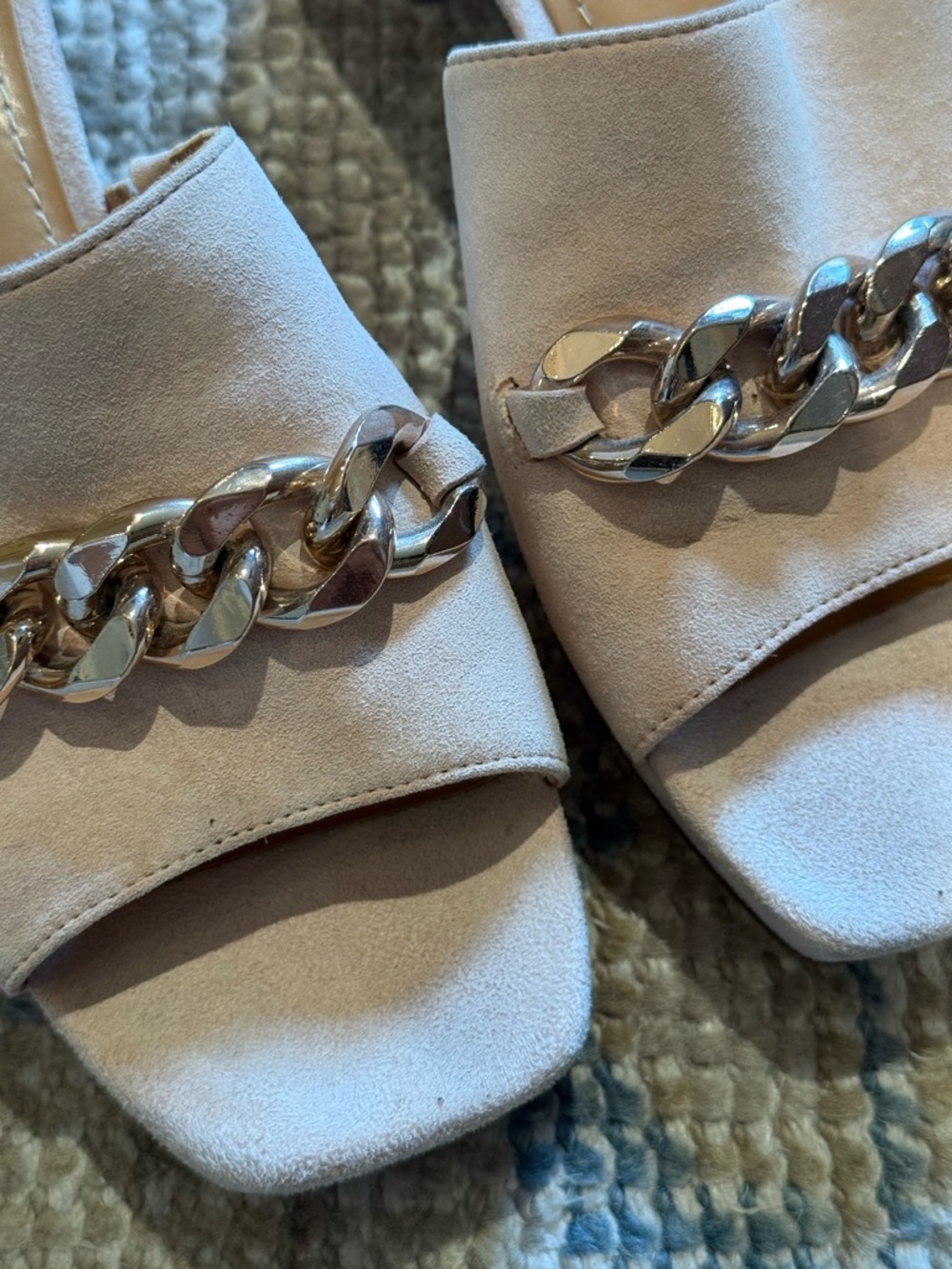 Women’s Neutral Chain-Trim Slide Mules